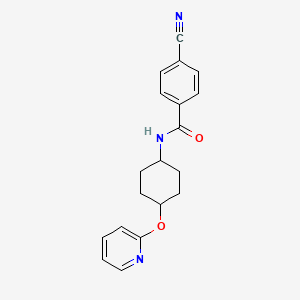 molecular formula C19H19N3O2 B2453769 4-氰基-N-((1r,4r)-4-(吡啶-2-氧基)环己基)苯甲酰胺 CAS No. 2034222-69-8