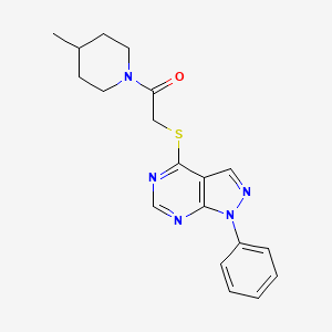 molecular formula C19H21N5OS B2453775 1-(4-methylpiperidin-1-yl)-2-((1-phenyl-1H-pyrazolo[3,4-d]pyrimidin-4-yl)thio)ethanone CAS No. 461017-87-8