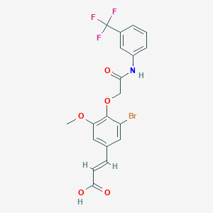 molecular formula C19H15BrF3NO5 B2453780 (2E)-3-[3-bromo-5-methoxy-4-(2-oxo-2-{[3-(trifluoromethyl)phenyl]amino}ethoxy)phenyl]prop-2-enoic acid CAS No. 938018-54-3