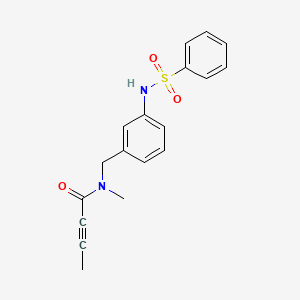 molecular formula C18H18N2O3S B2453791 N-[[3-(Benzenesulfonamido)phenyl]methyl]-N-methylbut-2-ynamide CAS No. 1935740-61-6