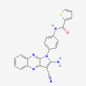 molecular formula C22H14N6OS B2453799 N-[4-(2-氨基-3-氰基吡咯并[3,2-b]喹喔啉-1-基)苯基]噻吩-2-甲酰胺 CAS No. 378760-76-0