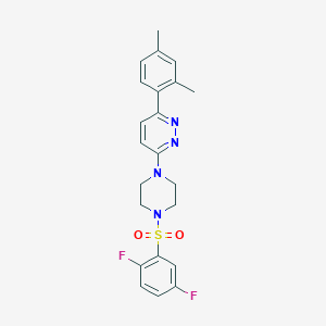 molecular formula C22H22F2N4O2S B2453807 3-(4-((2,5-Difluorophenyl)sulfonyl)piperazin-1-yl)-6-(2,4-dimethylphenyl)pyridazine CAS No. 1021131-54-3