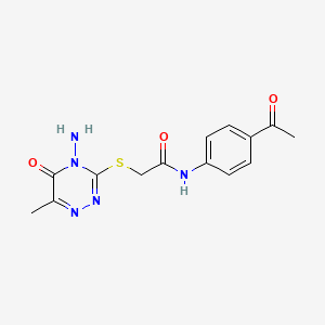 molecular formula C14H15N5O3S B2453811 N-(4-acetylphenyl)-2-[(4-amino-6-methyl-5-oxo-1,2,4-triazin-3-yl)sulfanyl]acetamide CAS No. 869067-82-3