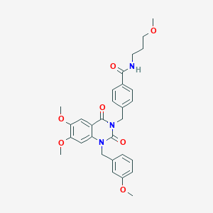molecular formula C30H33N3O7 B2453817 4-((6,7-dimethoxy-1-(3-methoxybenzyl)-2,4-dioxo-1,2-dihydroquinazolin-3(4H)-yl)methyl)-N-(3-methoxypropyl)benzamide CAS No. 1189722-86-8