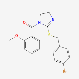 (2-((4-bromobenzyl)thio)-4,5-dihydro-1H-imidazol-1-yl)(2-methoxyphenyl)methanone