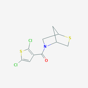 molecular formula C10H9Cl2NOS2 B2453826 2-Thia-5-azabicyclo[2.2.1]heptan-5-yl(2,5-dichlorothiophen-3-yl)methanone CAS No. 2034609-00-0