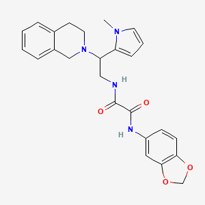 molecular formula C25H26N4O4 B2453827 N1-(苯并[d][1,3]二氧杂环-5-基)-N2-(2-(3,4-二氢异喹啉-2(1H)-基)-2-(1-甲基-1H-吡咯-2-基)乙基)草酰胺 CAS No. 1049454-10-5