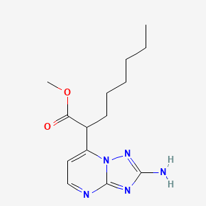 molecular formula C14H21N5O2 B2453828 Methyl 2-(2-amino[1,2,4]triazolo[1,5-a]pyrimidin-7-yl)octanoate CAS No. 860783-94-4