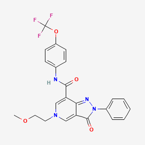 molecular formula C23H19F3N4O4 B2453835 5-(2-methoxyethyl)-3-oxo-2-phenyl-N-(4-(trifluoromethoxy)phenyl)-3,5-dihydro-2H-pyrazolo[4,3-c]pyridine-7-carboxamide CAS No. 923131-13-9