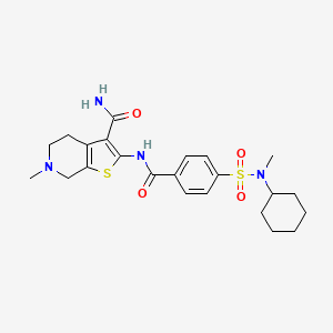 molecular formula C23H30N4O4S2 B2453837 2-(4-(N-cyclohexyl-N-methylsulfamoyl)benzamido)-6-methyl-4,5,6,7-tetrahydrothieno[2,3-c]pyridine-3-carboxamide CAS No. 449767-12-8