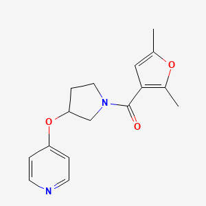 molecular formula C16H18N2O3 B2453838 (2,5-Dimethylfuran-3-yl)(3-(pyridin-4-yloxy)pyrrolidin-1-yl)methanone CAS No. 2034494-77-2