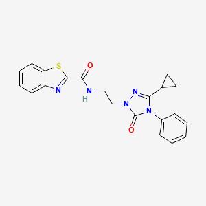 molecular formula C21H19N5O2S B2453841 N-(2-(3-cyclopropyl-5-oxo-4-phenyl-4,5-dihydro-1H-1,2,4-triazol-1-yl)ethyl)benzo[d]thiazole-2-carboxamide CAS No. 1396867-64-3