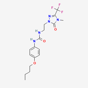 molecular formula C17H22F3N5O3 B2453842 1-(4-butoxyphenyl)-3-(2-(4-methyl-5-oxo-3-(trifluoromethyl)-4,5-dihydro-1H-1,2,4-triazol-1-yl)ethyl)urea CAS No. 1421444-09-8