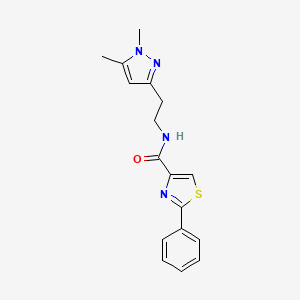 molecular formula C17H18N4OS B2453850 N-(2-(1,5-dimethyl-1H-pyrazol-3-yl)ethyl)-2-phenylthiazole-4-carboxamide CAS No. 2034362-32-6