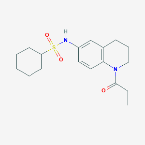 molecular formula C18H26N2O3S B2453851 N-(1-propionyl-1,2,3,4-tetrahydroquinolin-6-yl)cyclohexanesulfonamide CAS No. 941944-76-9