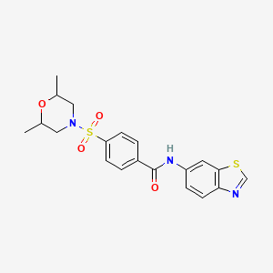 molecular formula C20H21N3O4S2 B2453860 N-(benzo[d]thiazol-6-yl)-4-((2,6-dimethylmorpholino)sulfonyl)benzamide CAS No. 941877-36-7