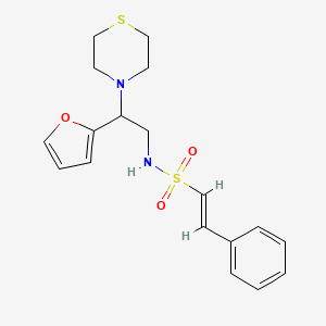 molecular formula C18H22N2O3S2 B2453861 (E)-N-(2-(furan-2-yl)-2-thiomorpholinoethyl)-2-phenylethenesulfonamide CAS No. 2035001-27-3