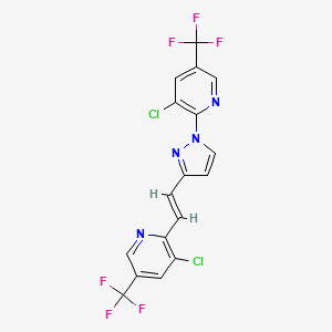 molecular formula C17H8Cl2F6N4 B2453862 3-chloro-2-(3-{2-[3-chloro-5-(trifluoromethyl)-2-pyridinyl]vinyl}-1H-pyrazol-1-yl)-5-(trifluoromethyl)pyridine CAS No. 400081-91-6
