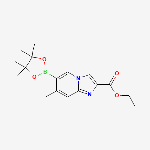 molecular formula C17H23BN2O4 B2453873 2-(Ethoxycarbonyl)-7-methylimidazo[1,2-a]pyridine-6-boronic acid pinacol ester CAS No. 2377610-47-2