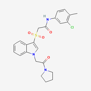 molecular formula C23H24ClN3O4S B2453878 N-(3-chloro-4-methylphenyl)-2-((1-(2-oxo-2-(pyrrolidin-1-yl)ethyl)-1H-indol-3-yl)sulfonyl)acetamide CAS No. 878056-37-2