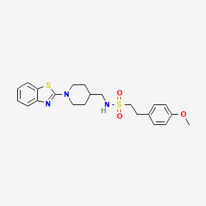 molecular formula C22H27N3O3S2 B2453879 N-((1-(benzo[d]thiazol-2-yl)piperidin-4-yl)methyl)-2-(4-methoxyphenyl)ethanesulfonamide CAS No. 1797724-83-4
