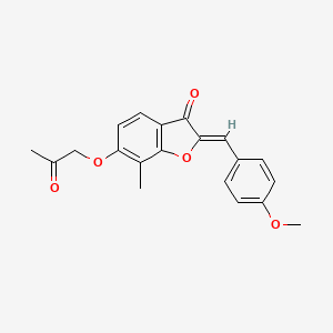 molecular formula C20H18O5 B2453881 (Z)-2-(4-methoxybenzylidene)-7-methyl-6-(2-oxopropoxy)benzofuran-3(2H)-one CAS No. 859666-17-4
