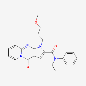 molecular formula C24H26N4O3 B2453883 N-ethyl-1-(3-methoxypropyl)-9-methyl-4-oxo-N-phenyl-1,4-dihydropyrido[1,2-a]pyrrolo[2,3-d]pyrimidine-2-carboxamide CAS No. 902022-83-7