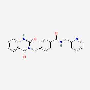 molecular formula C22H18N4O3 B2453884 4-[(2,4-dioxo-1H-quinazolin-3-yl)methyl]-N-(pyridin-2-ylmethyl)benzamide CAS No. 958588-65-3