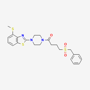 molecular formula C23H27N3O3S3 B2453887 4-(苄基磺酰基)-1-(4-(4-(甲硫基)苯并[d]噻唑-2-基)哌嗪-1-基)丁酮 CAS No. 923478-69-7