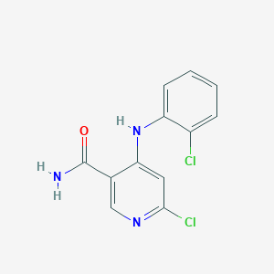 molecular formula C12H9Cl2N3O B2453891 6-氯-4-((2-氯苯基)氨基)烟酰胺 CAS No. 2098545-90-3