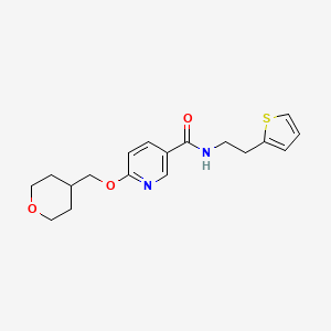 molecular formula C18H22N2O3S B2453894 6-((tetrahydro-2H-pyran-4-yl)methoxy)-N-(2-(thiophen-2-yl)ethyl)nicotinamide CAS No. 2034278-85-6