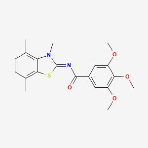 molecular formula C20H22N2O4S B2453896 3,4,5-trimethoxy-N-(3,4,7-trimethyl-1,3-benzothiazol-2-ylidene)benzamide CAS No. 868369-28-2