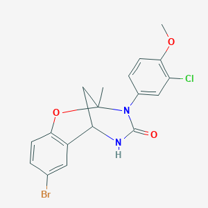molecular formula C18H16BrClN2O3 B2453899 8-bromo-3-(3-chloro-4-methoxyphenyl)-2-methyl-5,6-dihydro-2H-2,6-methanobenzo[g][1,3,5]oxadiazocin-4(3H)-one CAS No. 866346-26-1