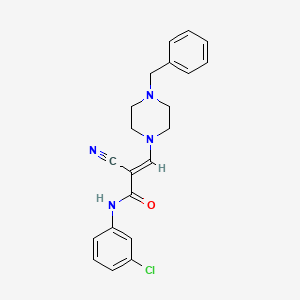 molecular formula C21H21ClN4O B2453901 (2E)-3-(4-benzylpiperazin-1-yl)-N-(3-chlorophenyl)-2-cyanoprop-2-enamide CAS No. 881558-29-8