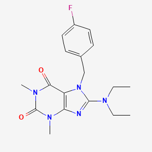 molecular formula C18H22FN5O2 B2453902 8-(二乙氨基)-7-(4-氟苄基)-1,3-二甲基-1H-嘌呤-2,6(3H,7H)-二酮 CAS No. 333752-47-9