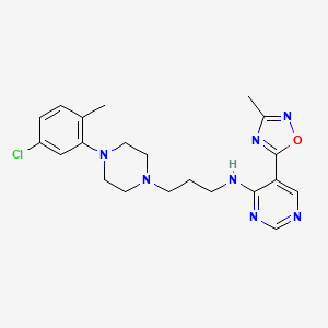 molecular formula C21H26ClN7O B2453907 N-(3-(4-(5-氯-2-甲基苯基)哌嗪-1-基)丙基)-5-(3-甲基-1,2,4-恶二唑-5-基)嘧啶-4-胺 CAS No. 2034542-20-4