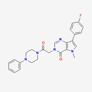 molecular formula C25H24FN5O2 B2453908 7-(4-fluorophenyl)-5-methyl-3-(2-oxo-2-(4-phenylpiperazin-1-yl)ethyl)-3H-pyrrolo[3,2-d]pyrimidin-4(5H)-one CAS No. 1251548-64-7