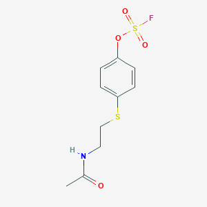 molecular formula C10H12FNO4S2 B2453910 1-(2-乙酰氨基乙基硫代)-4-氟磺酰氧基苯 CAS No. 2411274-83-2