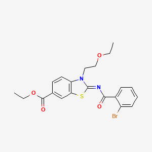 molecular formula C21H21BrN2O4S B2453911 (Z)-乙基 2-((2-溴苯甲酰)亚氨基)-3-(2-乙氧基乙基)-2,3-二氢苯并[d]噻唑-6-羧酸酯 CAS No. 865162-24-9