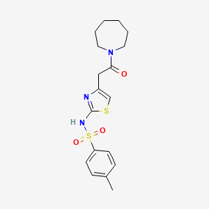 molecular formula C18H23N3O3S2 B2453912 N-(4-(2-(azepan-1-yl)-2-oxoethyl)thiazol-2-yl)-4-methylbenzenesulfonamide CAS No. 922046-89-7