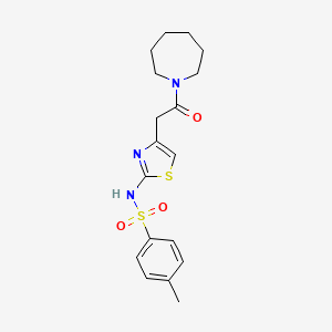 molecular formula C18H23N3O3S2 B2453912 N-(4-(2-(Azepan-1-yl)-2-oxoethyl)thiazol-2-yl)-4-methylbenzolsulfonamid CAS No. 922046-89-7