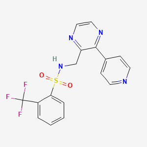 molecular formula C17H13F3N4O2S B2453916 N-{[3-(pyridin-4-yl)pyrazin-2-yl]methyl}-2-(trifluoromethyl)benzene-1-sulfonamide CAS No. 2097924-36-0