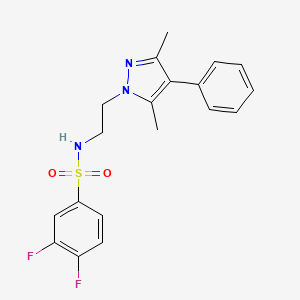molecular formula C19H19F2N3O2S B2453919 N-[2-(3,5-二甲基-4-苯基-1H-吡唑-1-基)乙基]-3,4-二氟苯-1-磺酰胺 CAS No. 2034321-93-0