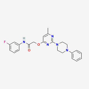 molecular formula C23H24FN5O2 B2453920 N-(3-fluorophenyl)-2-{[6-methyl-2-(4-phenylpiperazin-1-yl)pyrimidin-4-yl]oxy}acetamide CAS No. 1251550-58-9