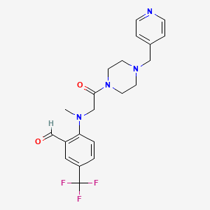 molecular formula C21H23F3N4O2 B2453931 2-[Methyl-[2-oxo-2-[4-(pyridin-4-ylmethyl)piperazin-1-yl]ethyl]amino]-5-(trifluoromethyl)benzaldehyde CAS No. 1424505-98-5
