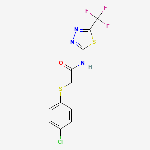 molecular formula C11H7ClF3N3OS2 B2453939 2-[(4-氯苯基)硫代]-N-[5-(三氟甲基)-1,3,4-噻二唑-2-基]乙酰胺 CAS No. 339013-81-9