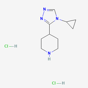 molecular formula C10H18Cl2N4 B2453945 4-(4-cyclopropyl-4H-1,2,4-triazol-3-yl)piperidine dihydrochloride CAS No. 1269151-60-1
