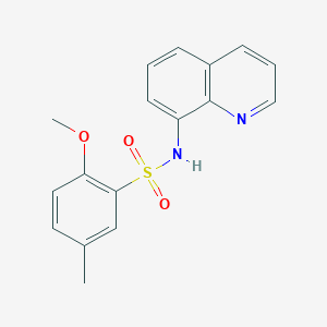 molecular formula C17H16N2O3S B245395 2-methoxy-5-methyl-N-(8-quinolinyl)benzenesulfonamide 