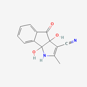 molecular formula C13H10N2O3 B2453959 3a,8b-Dihydroxy-2-methyl-4-oxo-1,3a,4,8b-tetrahydroindeno[1,2-b]pyrrole-3-carbonitrile CAS No. 57310-24-4