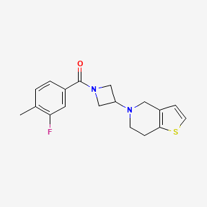 molecular formula C18H19FN2OS B2453964 (3-(6,7-dihydrothieno[3,2-c]pyridin-5(4H)-yl)azetidin-1-yl)(3-fluoro-4-methylphenyl)methanone CAS No. 2034521-98-5